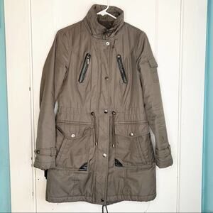 Laundry Shelli Segal Rain Parka Military Style Utility Jacket High Neck Small S